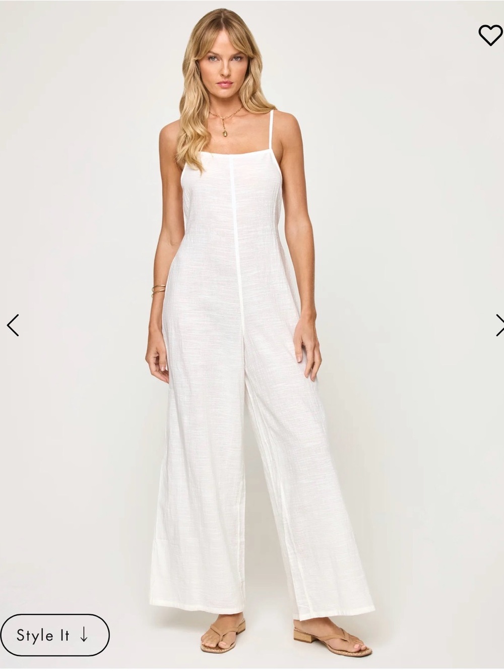 l*space White Wide-Leg Linen-Blend Jumpsuit
